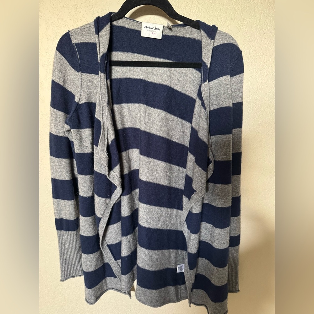 Michael Stars Women's Navy and Gray Striped Cardigan